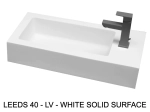 Lave-mains, sur mesure : L 50 à 80 x P 35 à 51 cm, finition lisse mate, 10 couleurs au choix, Anti bactérien, résine Akrytan® teinté dans la masse, Livraison Offerte.